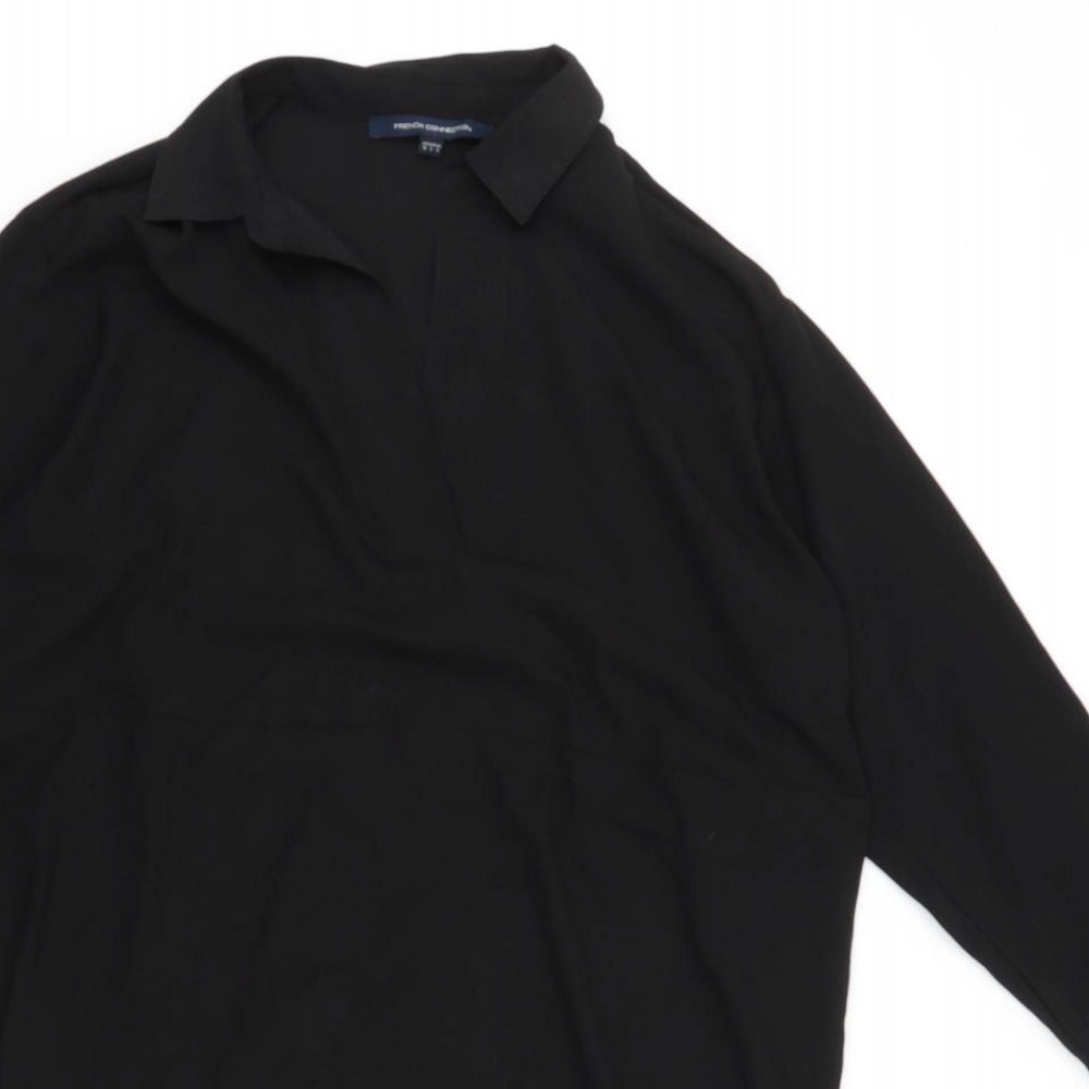 French Connection Womens Black Viscose Basic Blouse Size 10 Collared