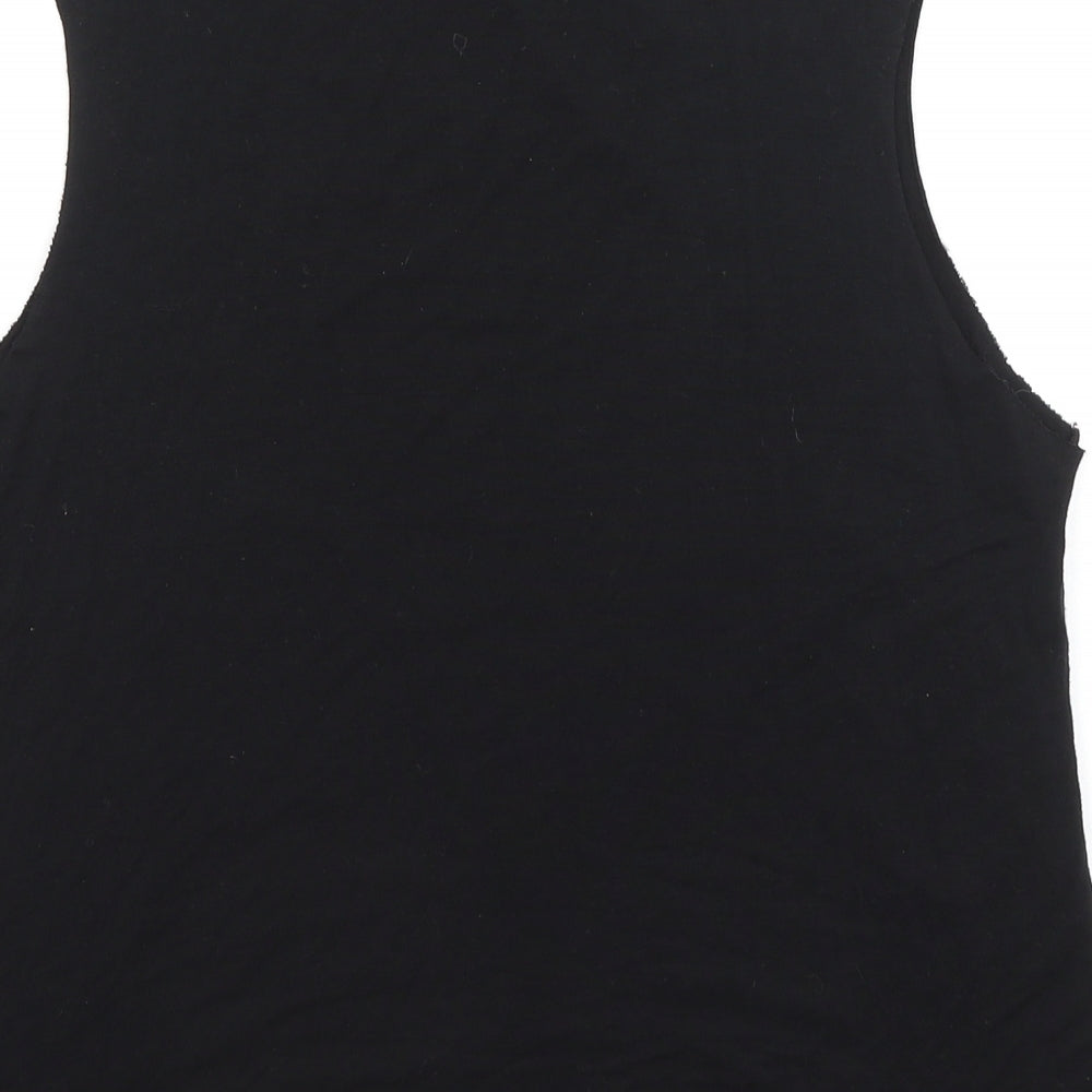 Graffic Womens Black Viscose Basic Tank Size S Round Neck - Tiger