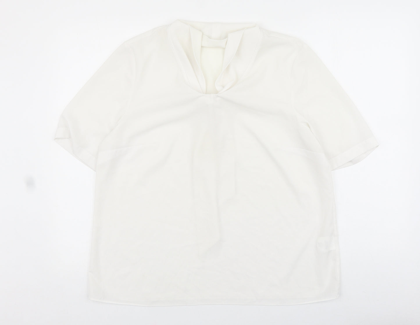 ERFO Womens White Polyester Basic Blouse Size 16 V-Neck