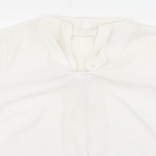 ERFO Womens White Polyester Basic Blouse Size 16 V-Neck