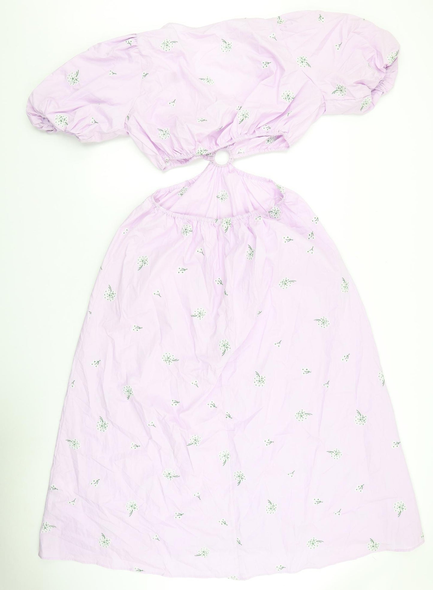 Zara Womens Purple Floral Polyester A-Line Size L V-Neck Pullover