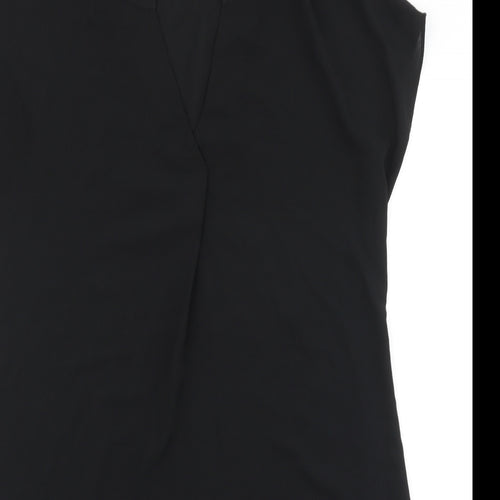 Papaya Womens Black Polyester Shift Size 14 V-Neck Pullover