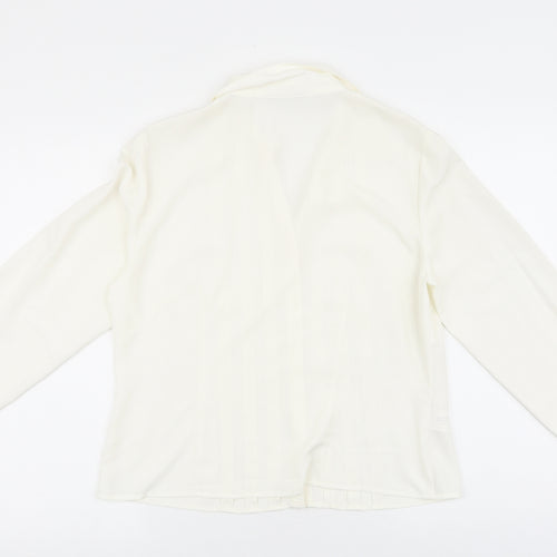 CC Womens Ivory Polyester Basic Button-Up Size 14 Collared