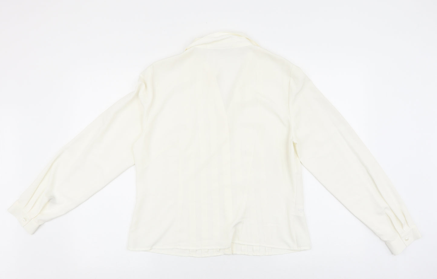 CC Womens Ivory Polyester Basic Button-Up Size 14 Collared