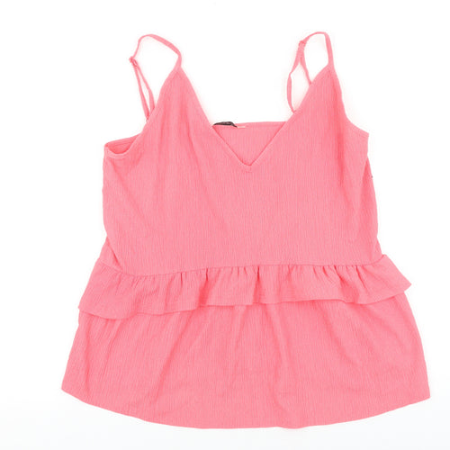 George Womens Pink Polyester Basic Blouse Size 12 V-Neck