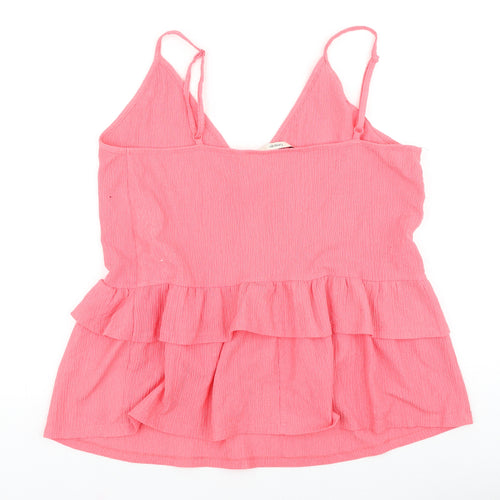 George Womens Pink Polyester Basic Blouse Size 12 V-Neck