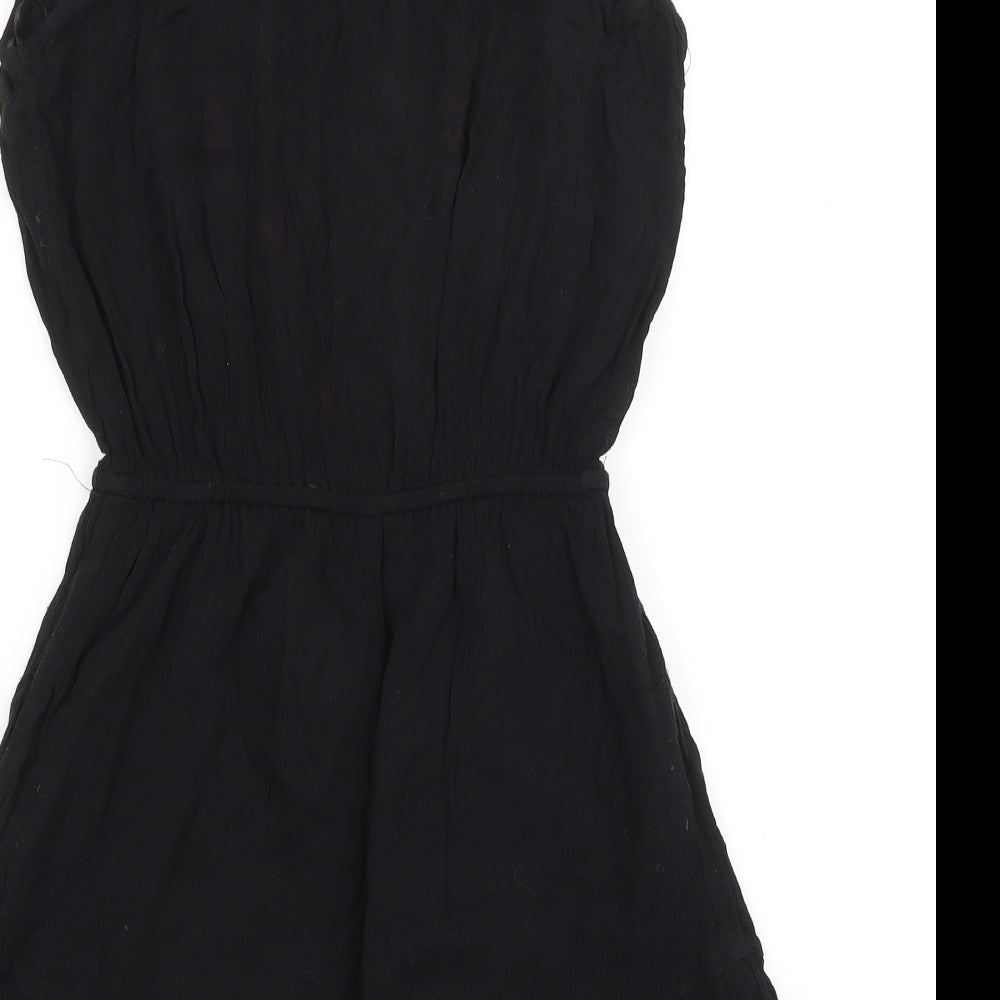 New Look Womens Black Polyester Playsuit One-Piece Size 8 Pullover