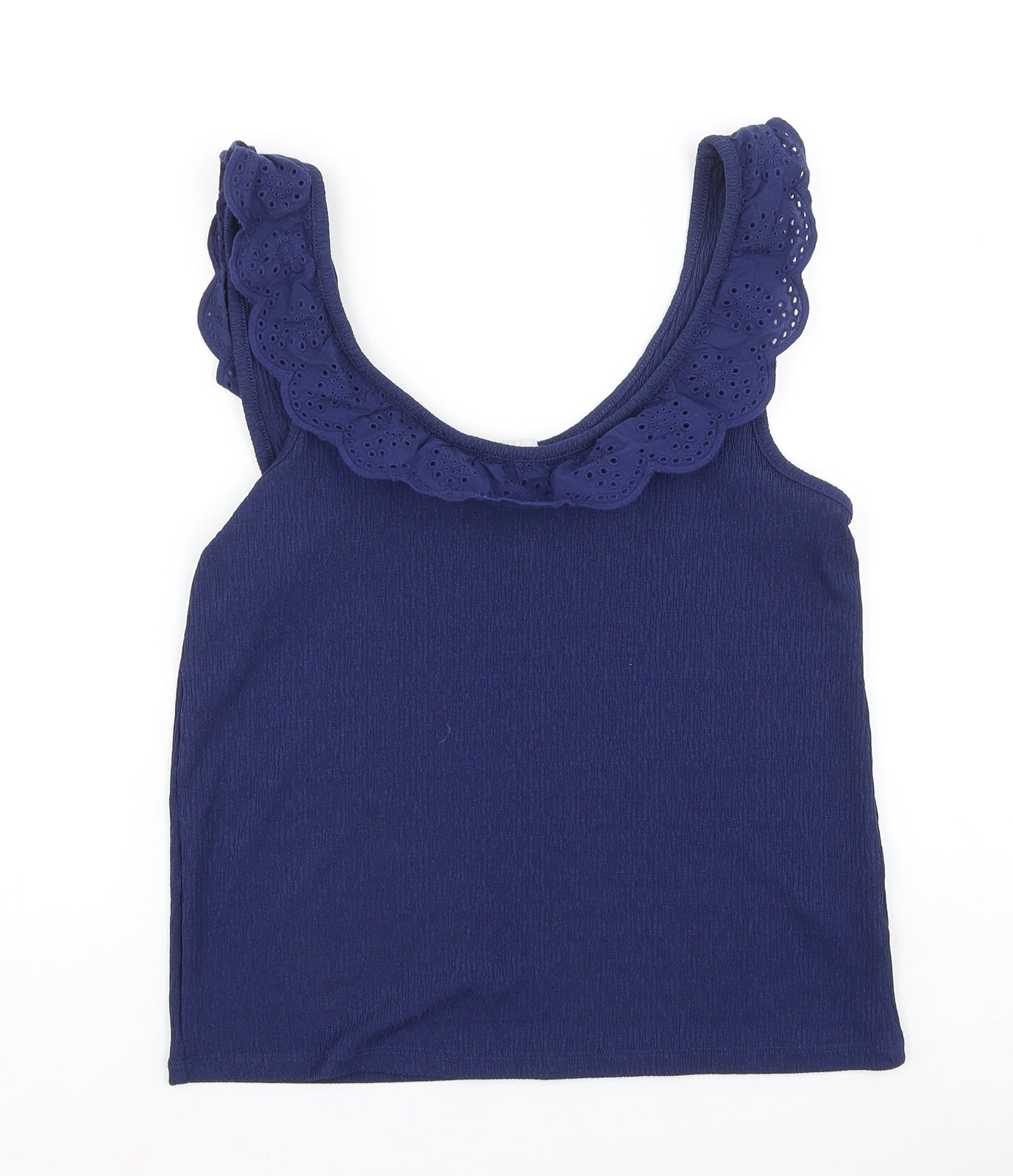 Papaya Womens Blue Viscose Basic Tank Size 10 Scoop Neck