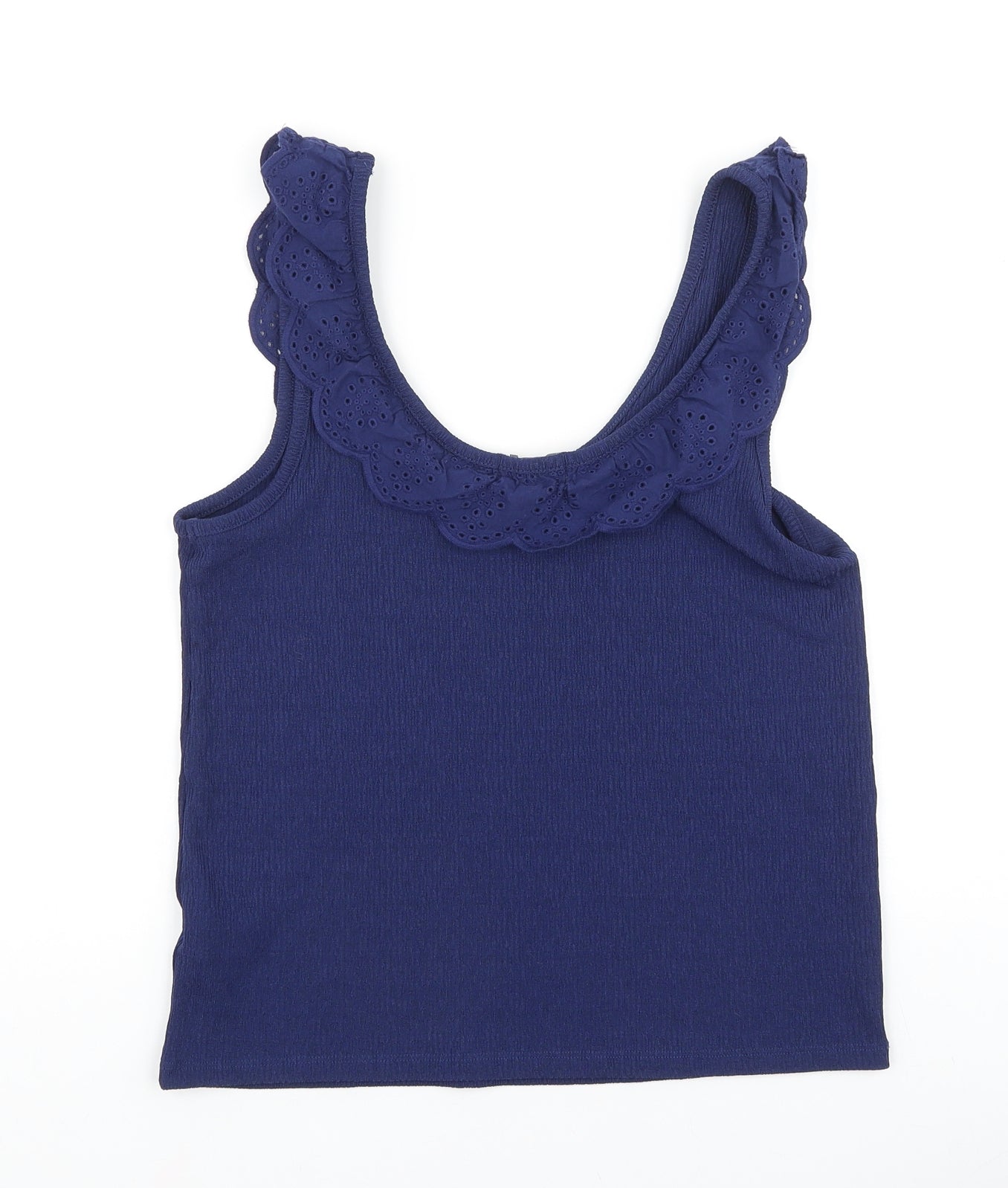 Papaya Womens Blue Viscose Basic Tank Size 10 Scoop Neck