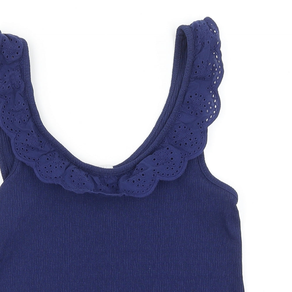 Papaya Womens Blue Viscose Basic Tank Size 10 Scoop Neck