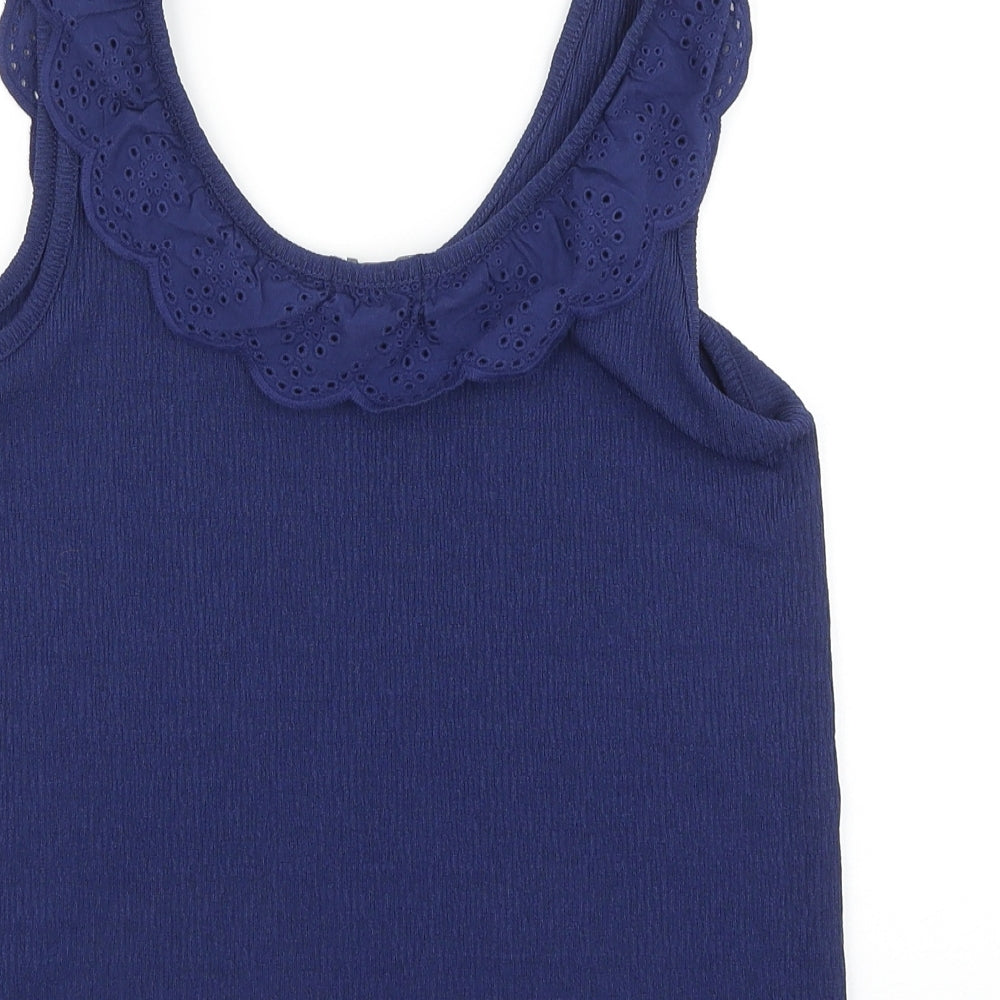 Papaya Womens Blue Viscose Basic Tank Size 10 Scoop Neck