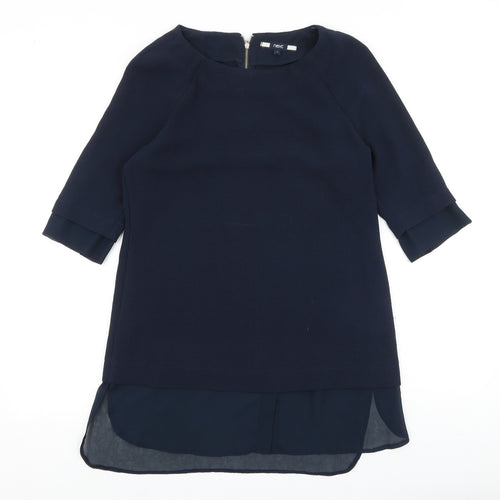 NEXT Womens Blue Viscose Sheath Size 8 Round Neck Zip
