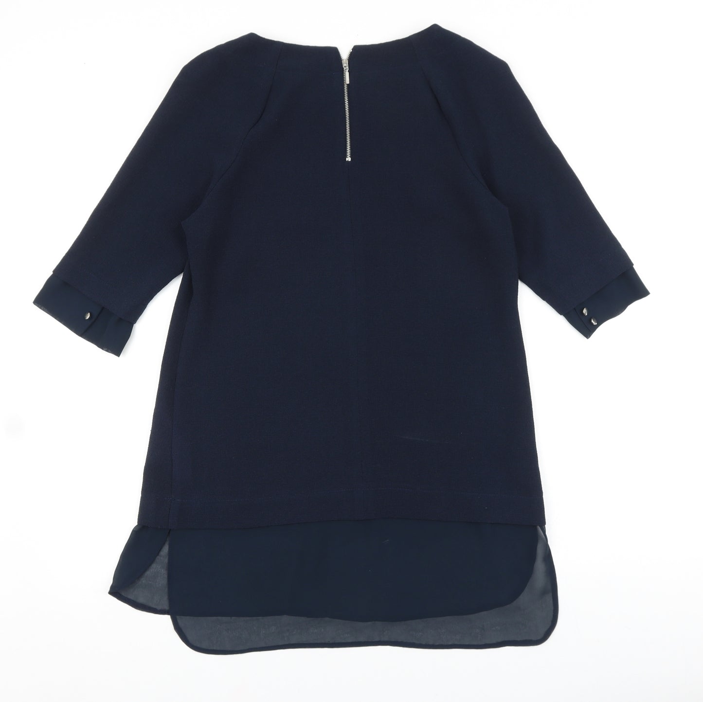 NEXT Womens Blue Viscose Sheath Size 8 Round Neck Zip