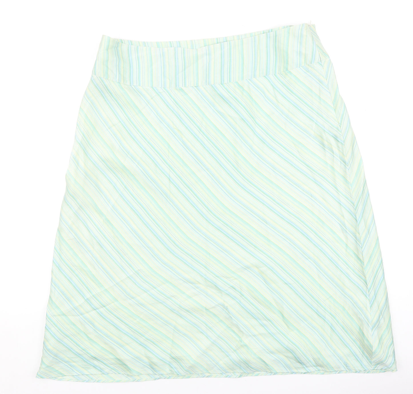 Monsoon Womens Green Geometric Viscose Swing Skirt Size 12 Zip