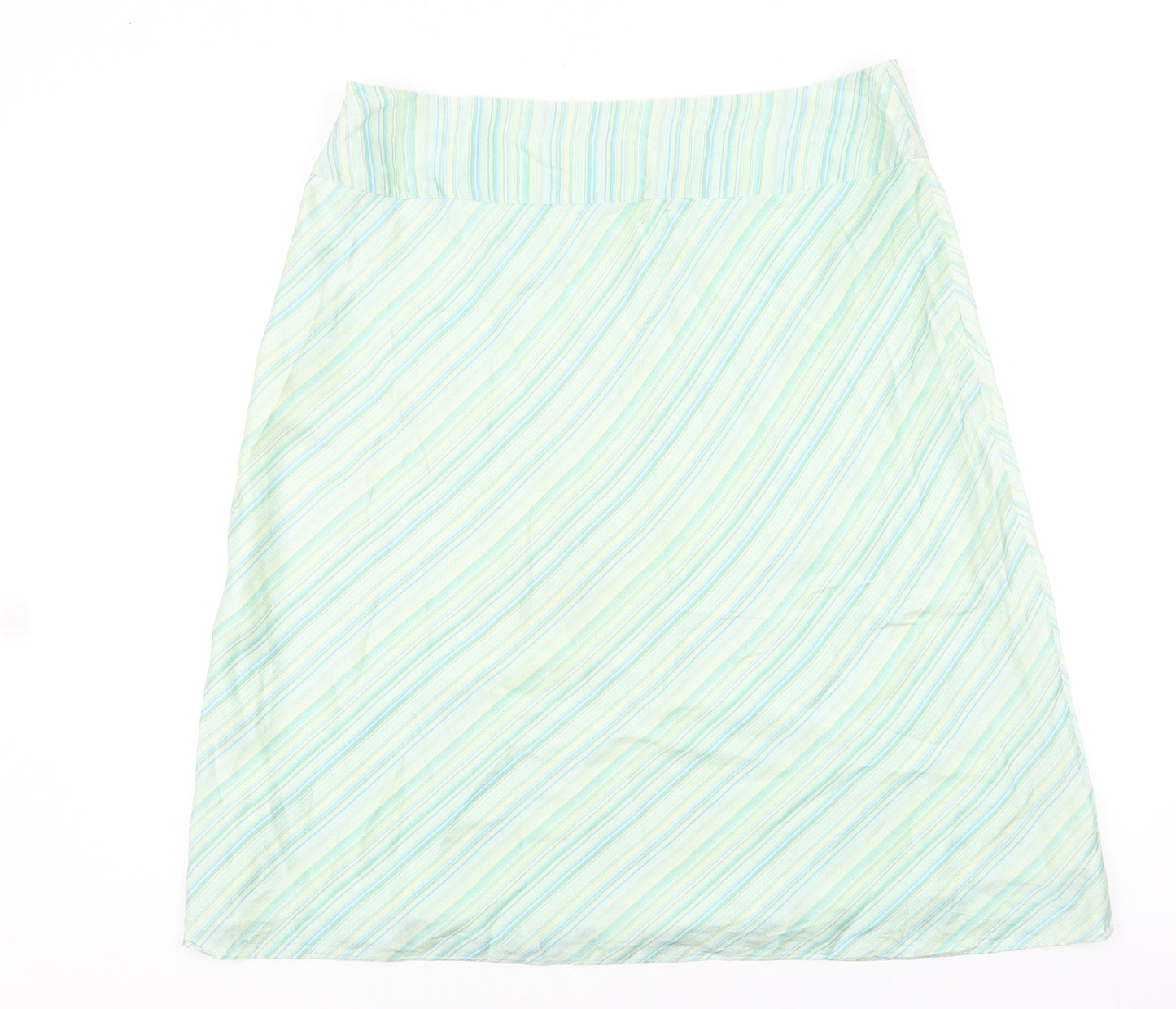 Monsoon Womens Green Geometric Viscose Swing Skirt Size 12 Zip