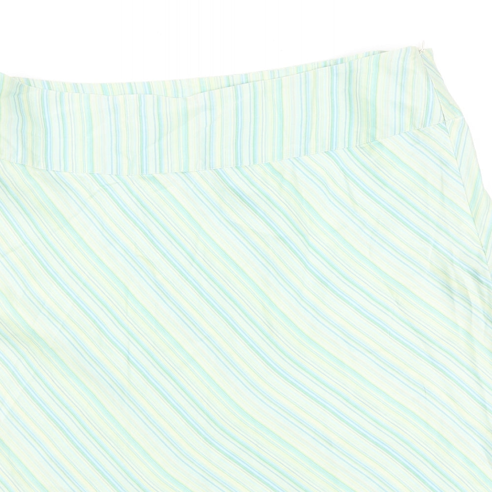 Monsoon Womens Green Geometric Viscose Swing Skirt Size 12 Zip