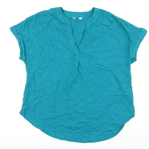 Matalan Womens Blue Viscose Basic Blouse Size 8 V-Neck