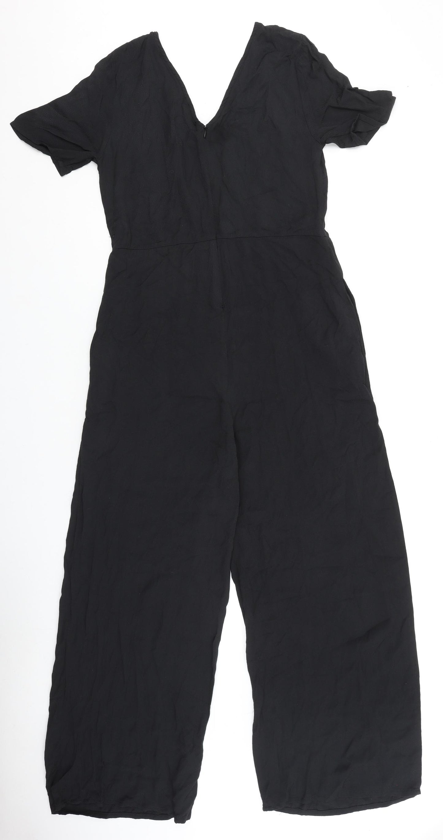 Superdry Womens Black Polyester Jumpsuit One-Piece Size 10 L27 in Zip
