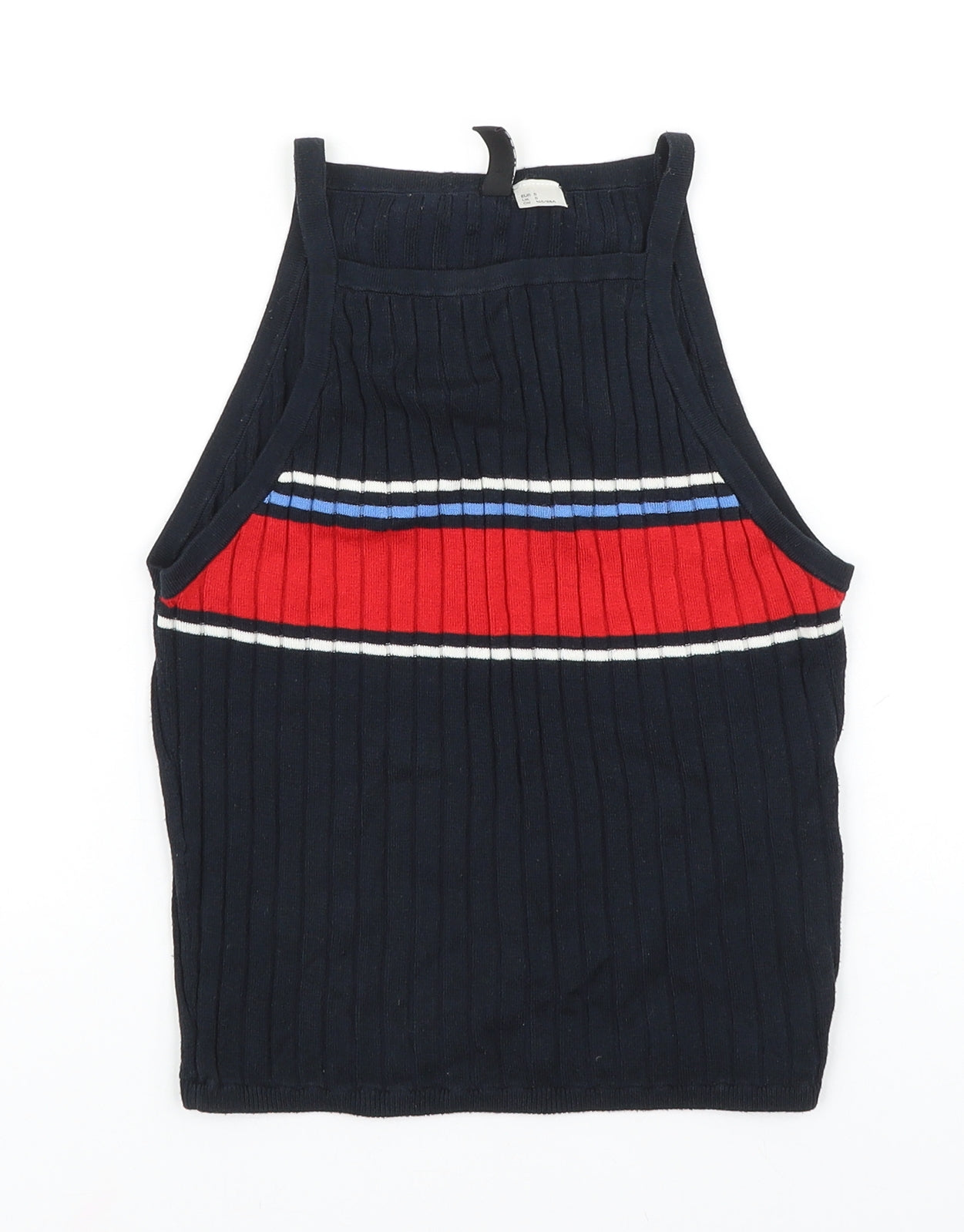 H&M Womens Blue Viscose Basic Tank Size S Square Neck