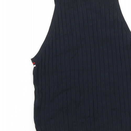 H&M Womens Blue Viscose Basic Tank Size S Square Neck