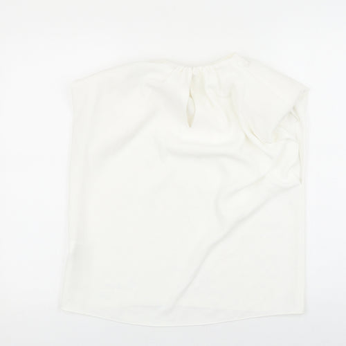 Zara Womens White Polyester Basic Blouse Size S Round Neck