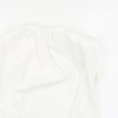 Zara Womens White Polyester Basic Blouse Size S Round Neck