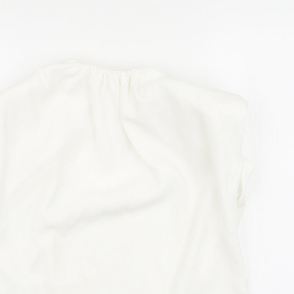 Zara Womens White Polyester Basic Blouse Size S Round Neck
