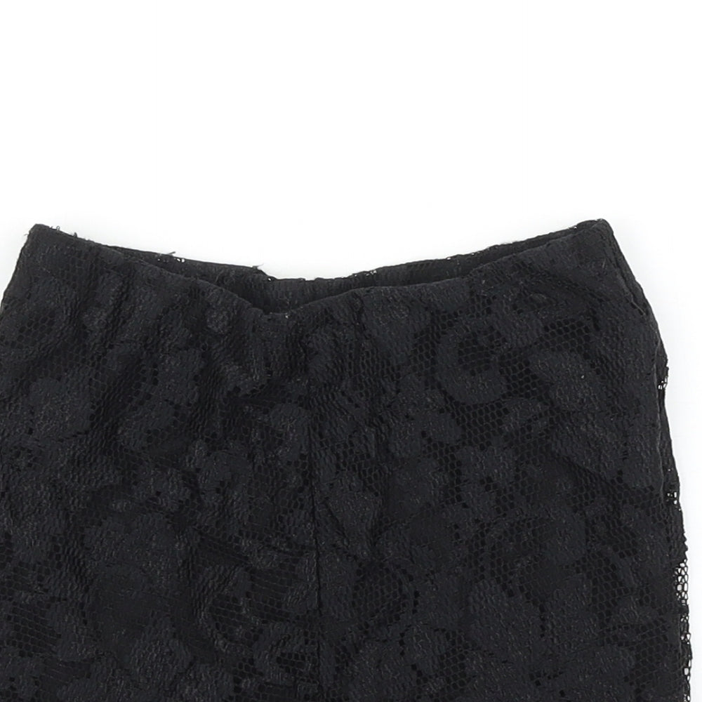 Preworn Womens Black Floral Polyamide Straight & Pencil Skirt Size 4 - Waist 20Inch