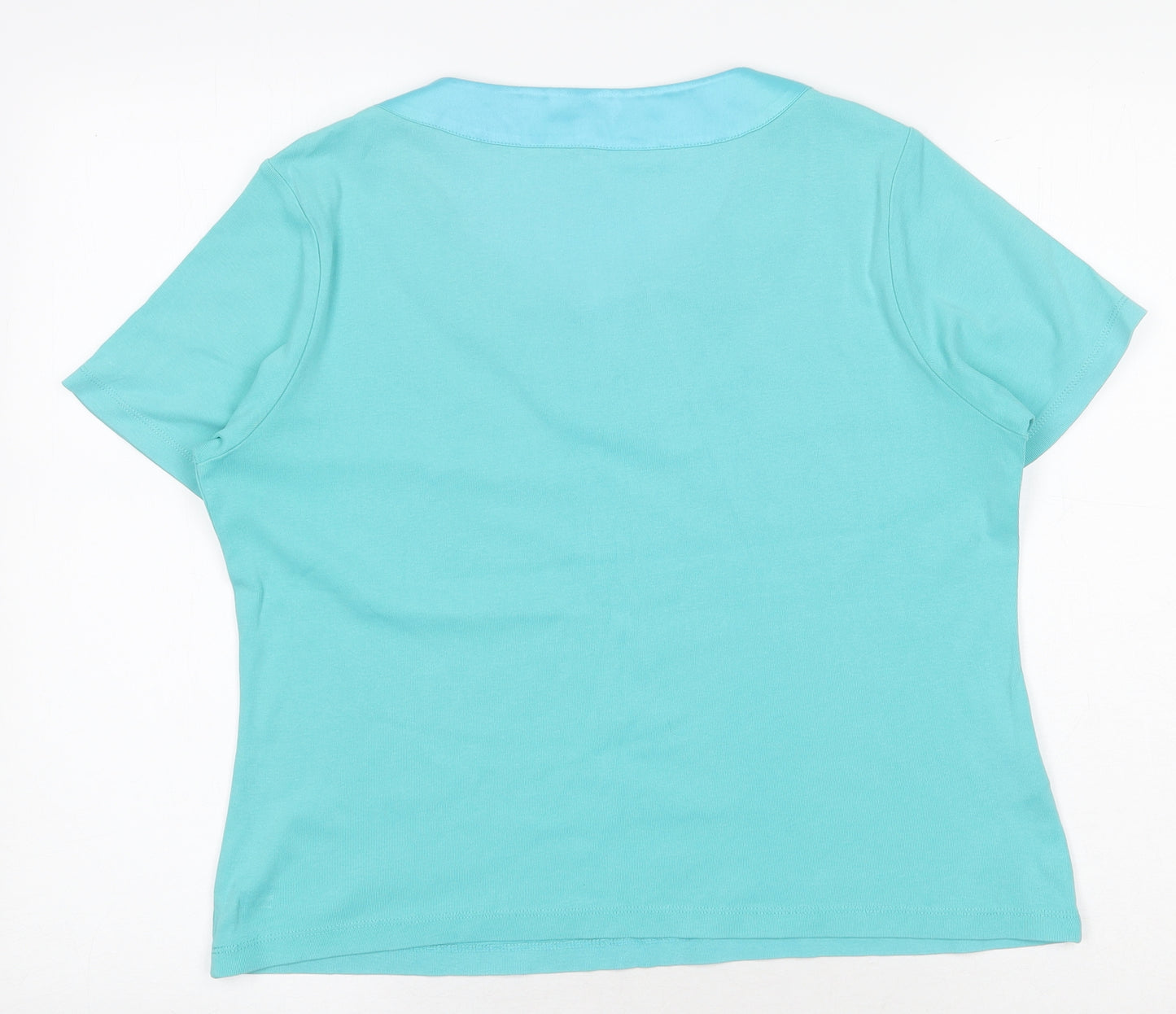 CC petite Womens Green 100% Cotton Basic T-Shirt Size M V-Neck