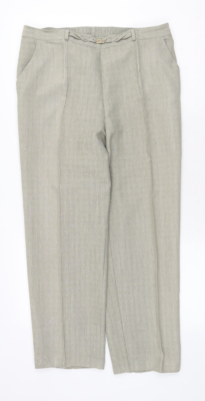 Marks and Spencer Womens Grey Polyester Trousers Size 14 Regular