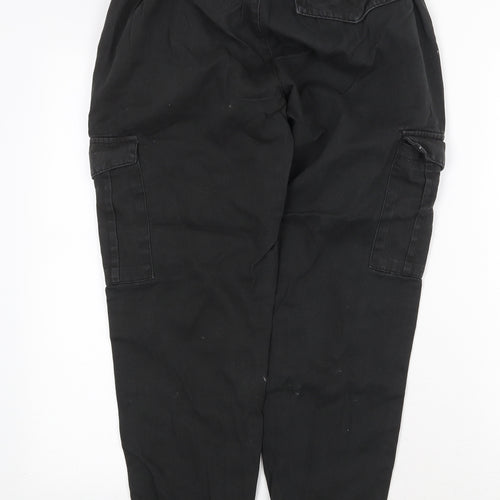 Brave Person Womens Black Cotton Cargo Trousers Size 32 Regular Drawstring