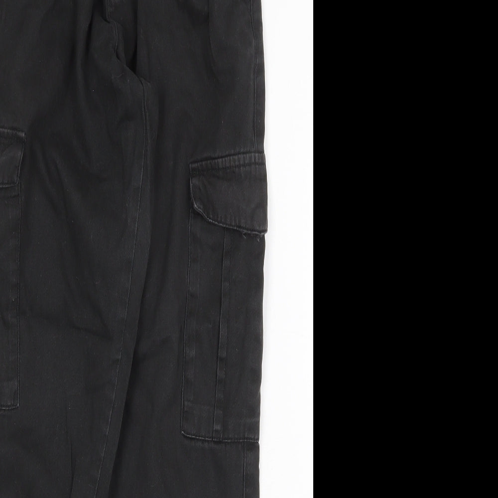 Brave Person Womens Black Cotton Cargo Trousers Size 32 Regular Drawstring