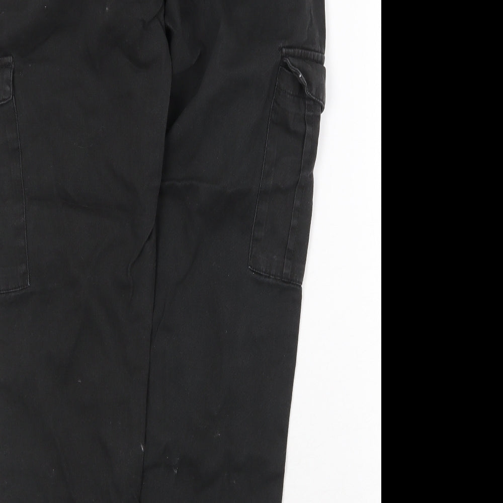 Brave Person Womens Black Cotton Cargo Trousers Size 32 Regular Drawstring