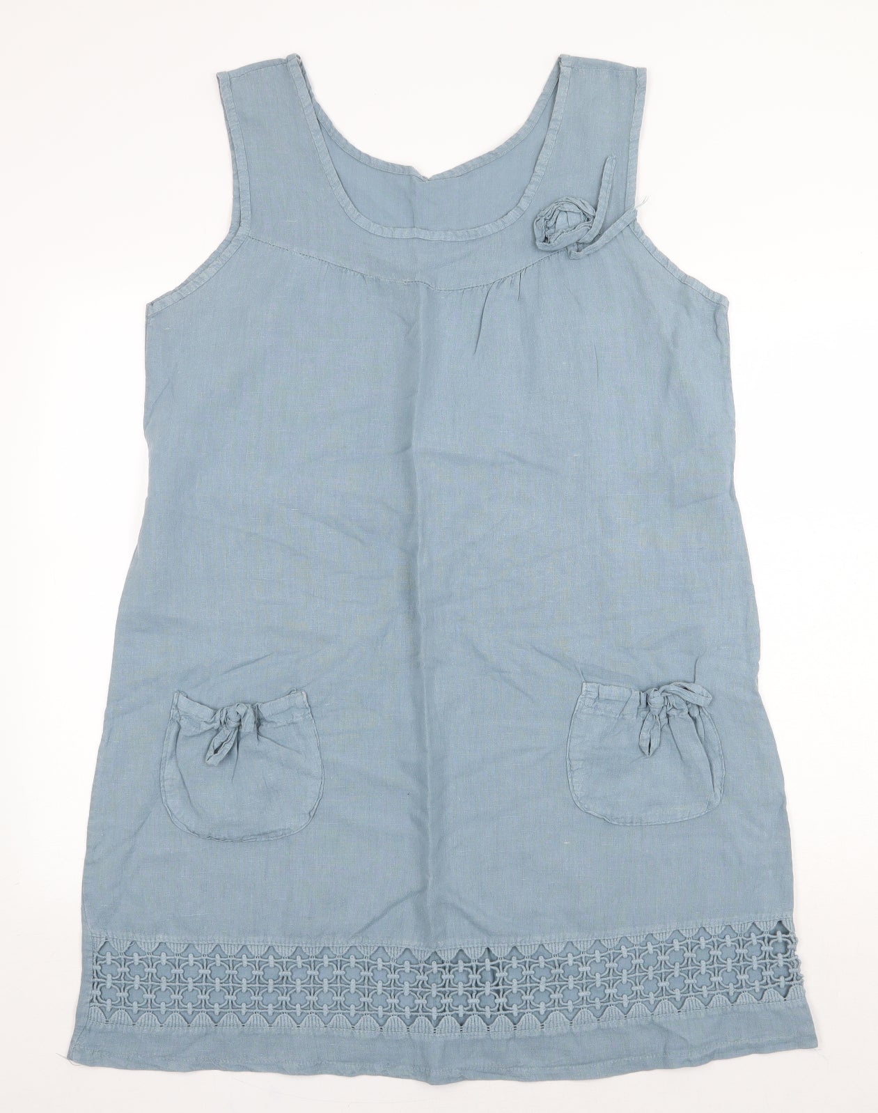 Preworn Womens Blue Polyester A-Line Size 2XL Square Neck Tie