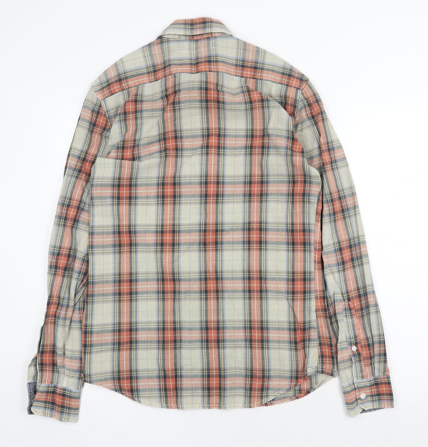 Checkin Out Mens Multicoloured Plaid Cotton Button-Up Size M Collared Button