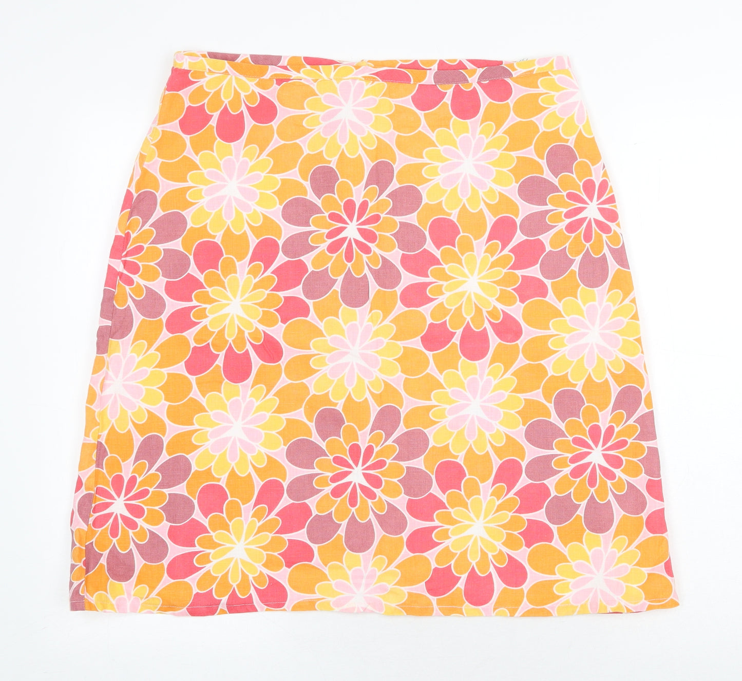 H&M Womens Multicoloured Floral Cotton Bandage Skirt Size 14 Zip