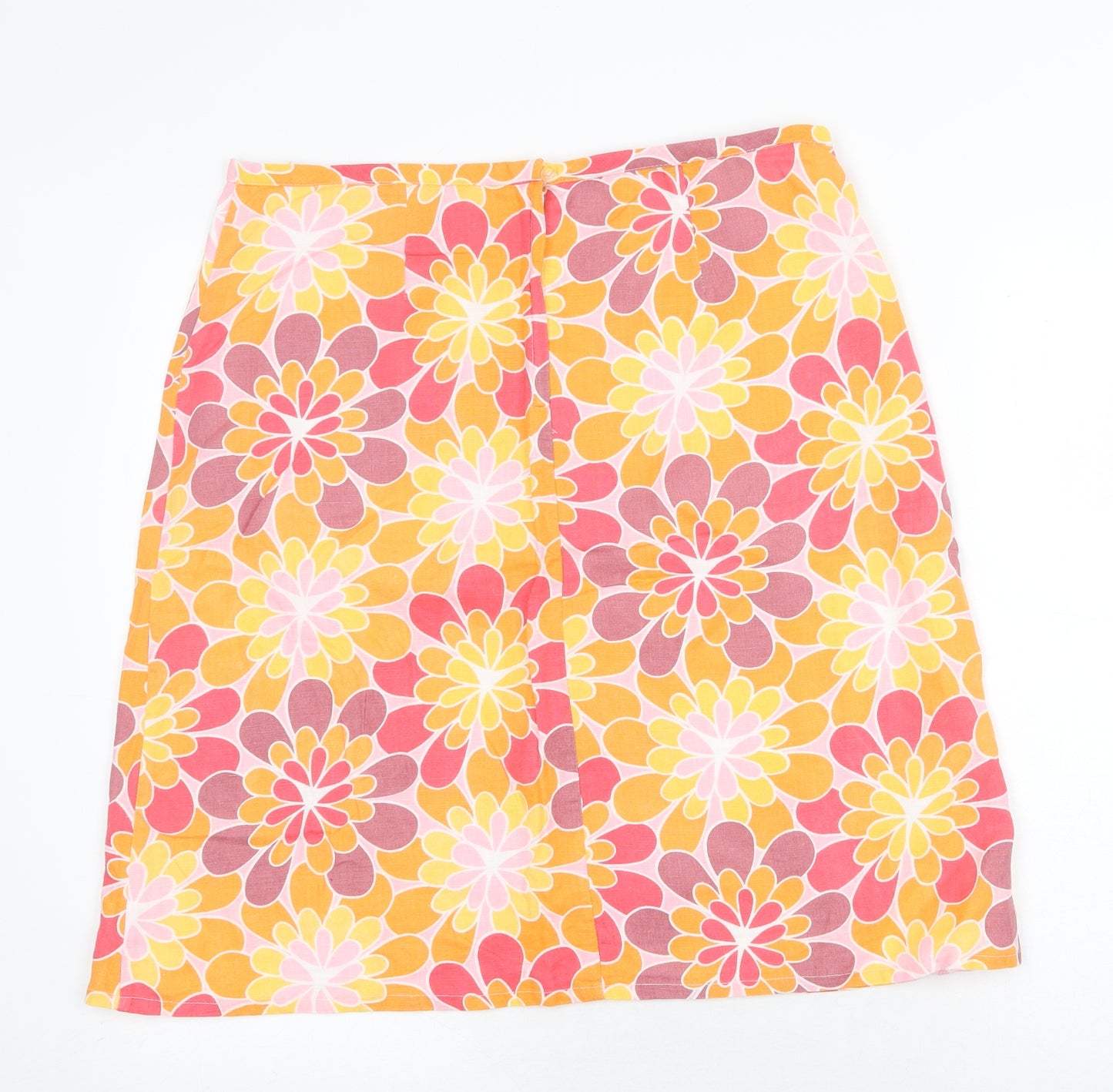 H&M Womens Multicoloured Floral Cotton Bandage Skirt Size 14 Zip
