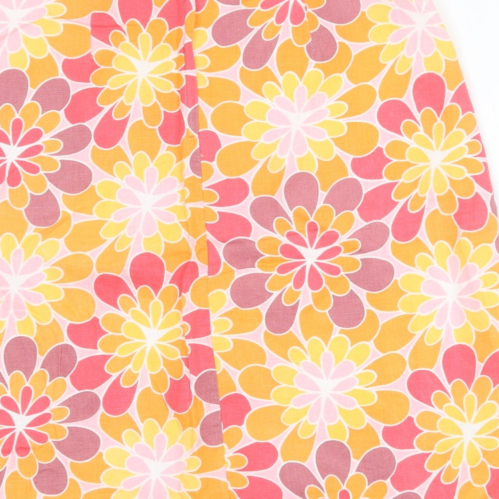 H&M Womens Multicoloured Floral Cotton Bandage Skirt Size 14 Zip