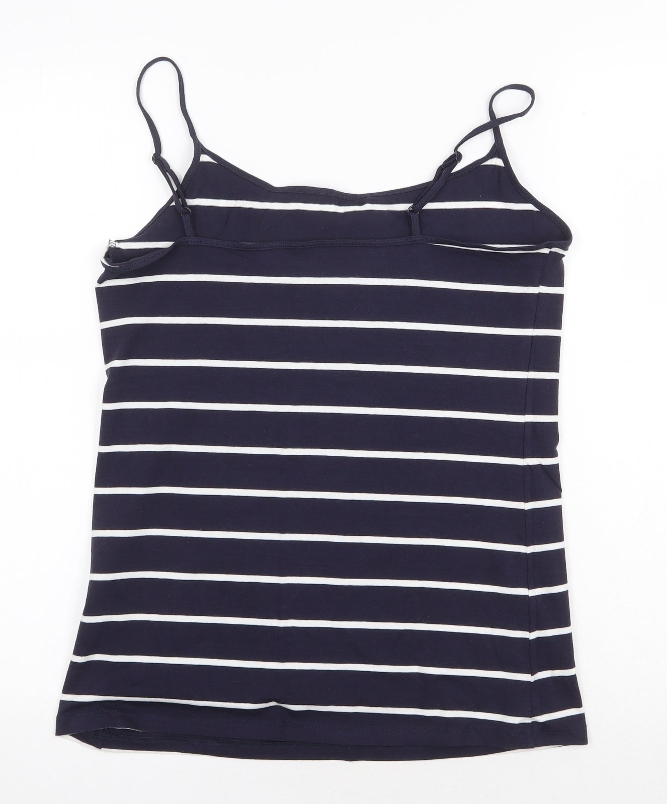 Primark Womens Blue Striped Cotton Basic Tank Size 16 Round Neck