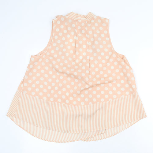 Love 21 Womens Pink Geometric Polyester Basic Tank Size L V-Neck