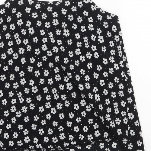 Select Womens Black Floral Polyester Basic Tank Size 12 Round Neck