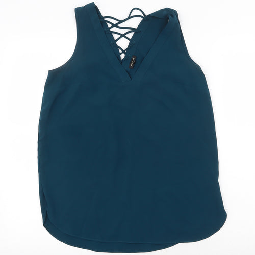River Island Womens Green Polyester Basic Tank Size 10 V-Neck