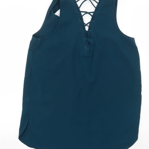 River Island Womens Green Polyester Basic Tank Size 10 V-Neck