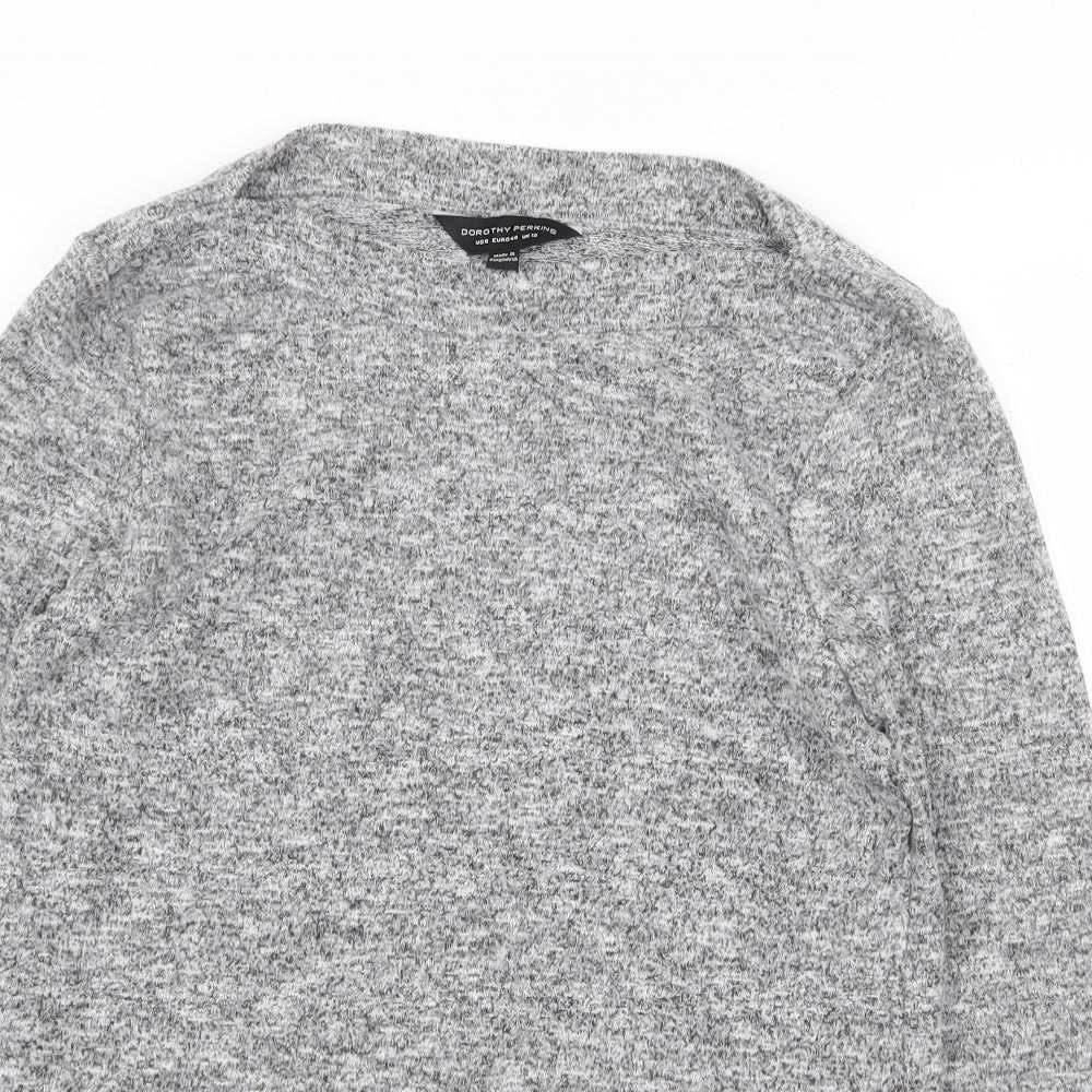 Dorothy Perkins Womens Grey Boat Neck Polyester Pullover Jumper Size 12 - Slash Neck