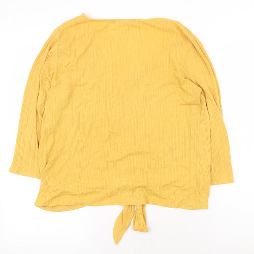 George Womens Yellow Viscose Basic Blouse Size 12 V-Neck