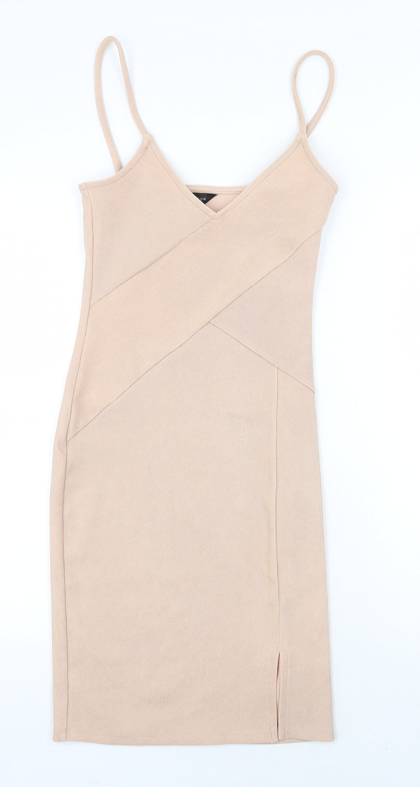 New Look Womens Pink Polyester Bodycon Size 6 V-Neck Pullover