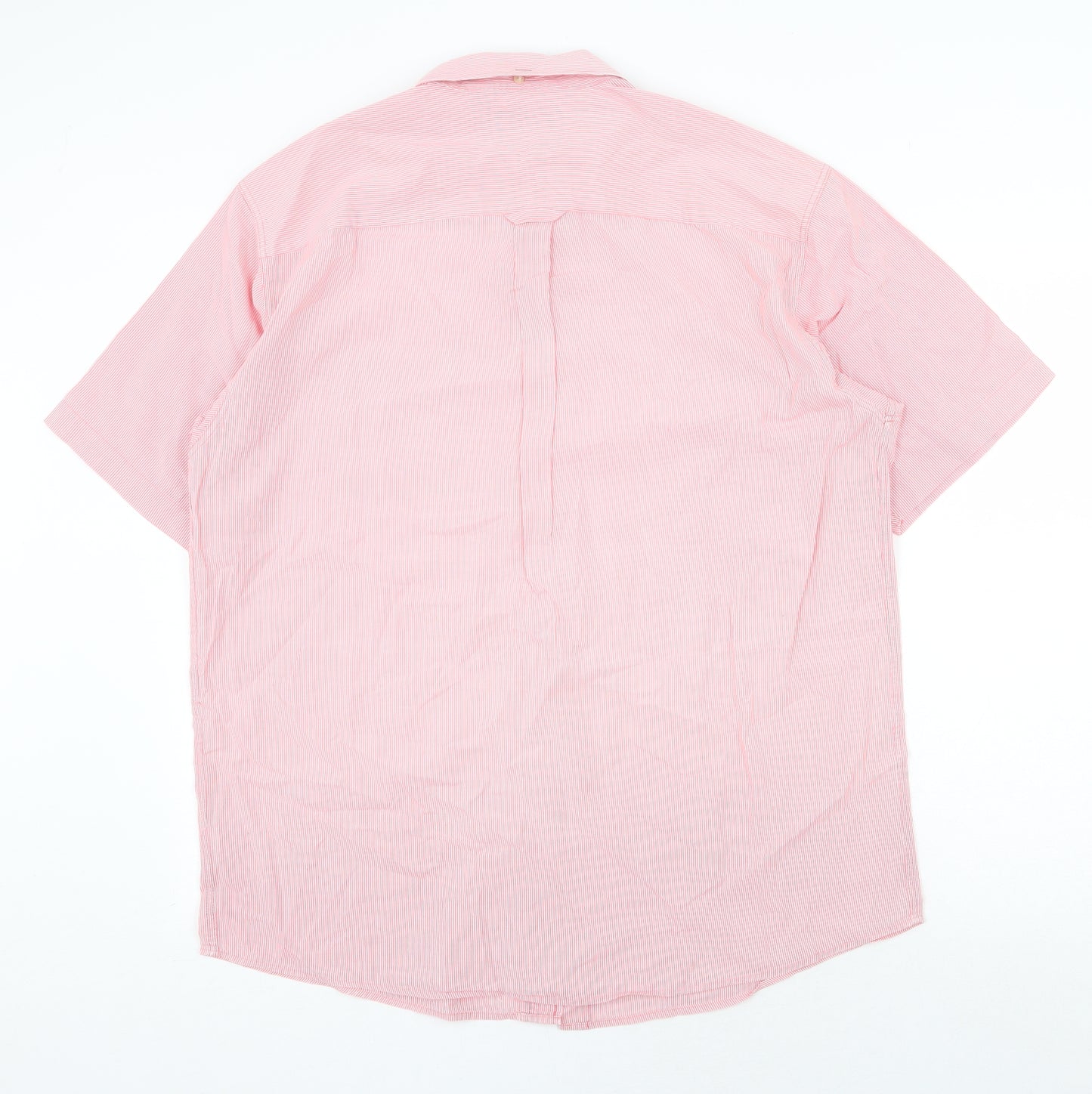 Maine New England Mens Pink Cotton Dress Shirt Size L Round Neck Button