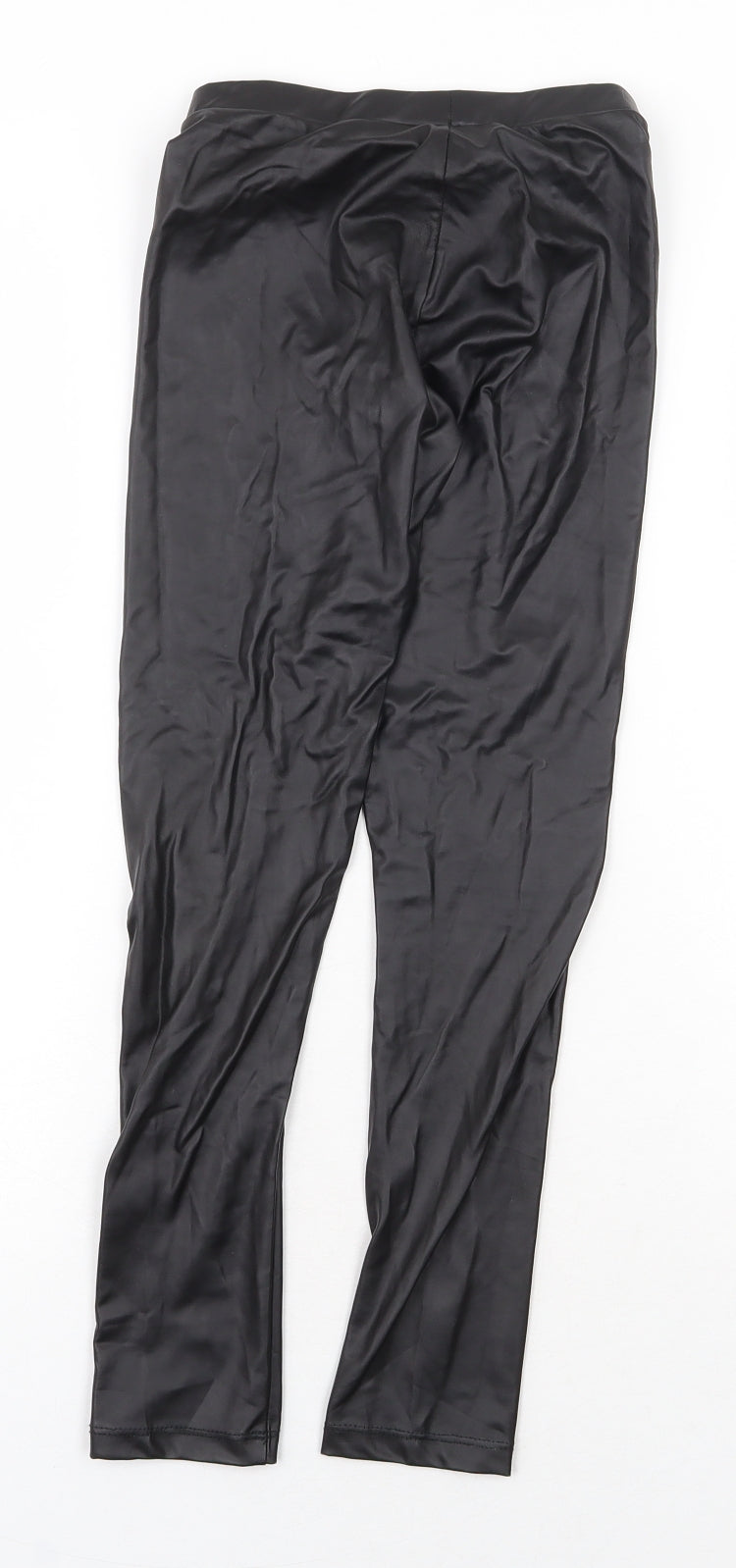 Zara Girls Black Polyurethane Jogger Trousers Size 10 Years Regular Pullover - Legging
