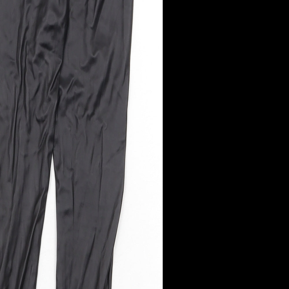 Zara Girls Black Polyurethane Jogger Trousers Size 10 Years Regular Pullover - Legging