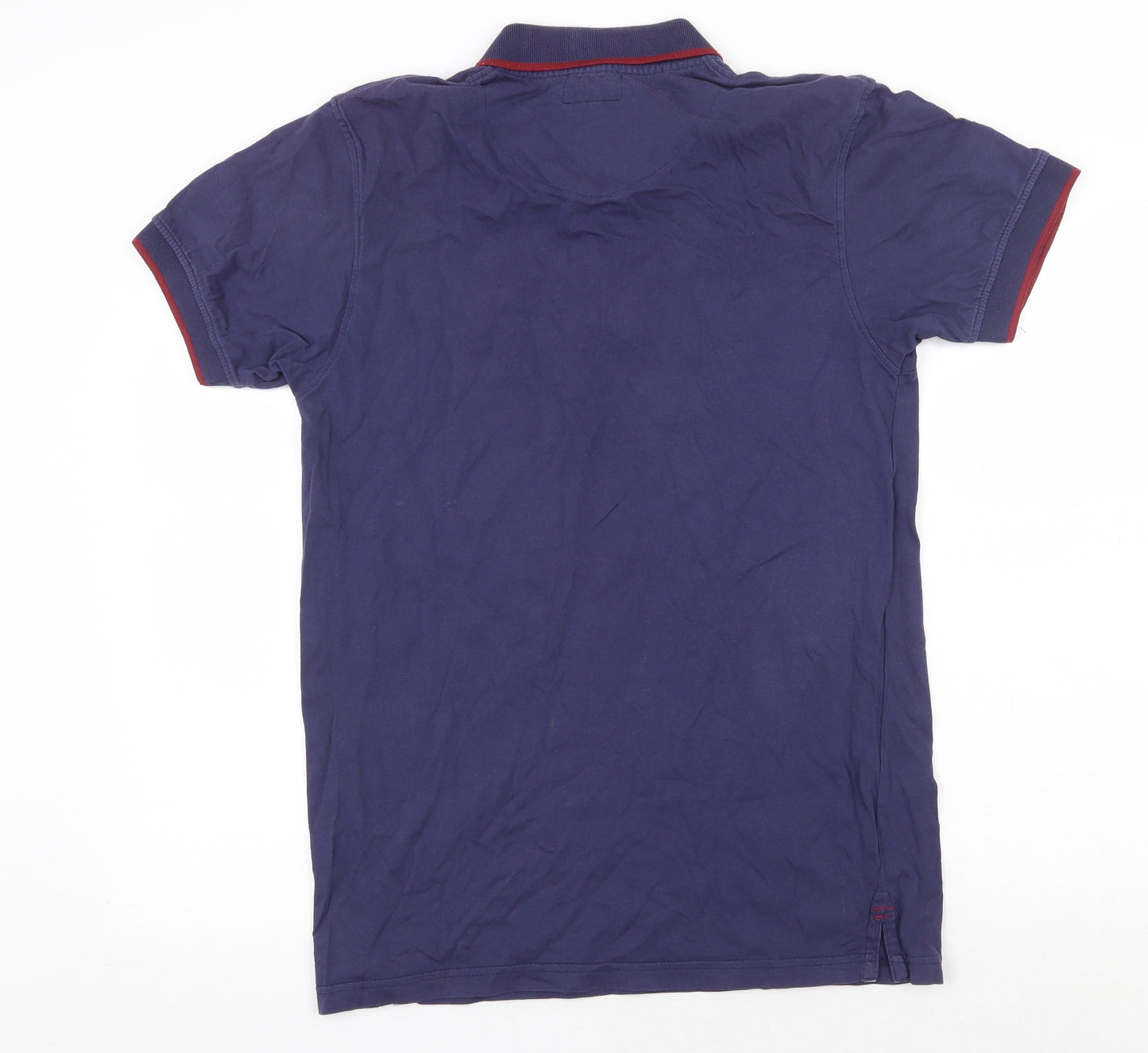 Eminent Mens Blue Cotton Polo Size L Collared Button